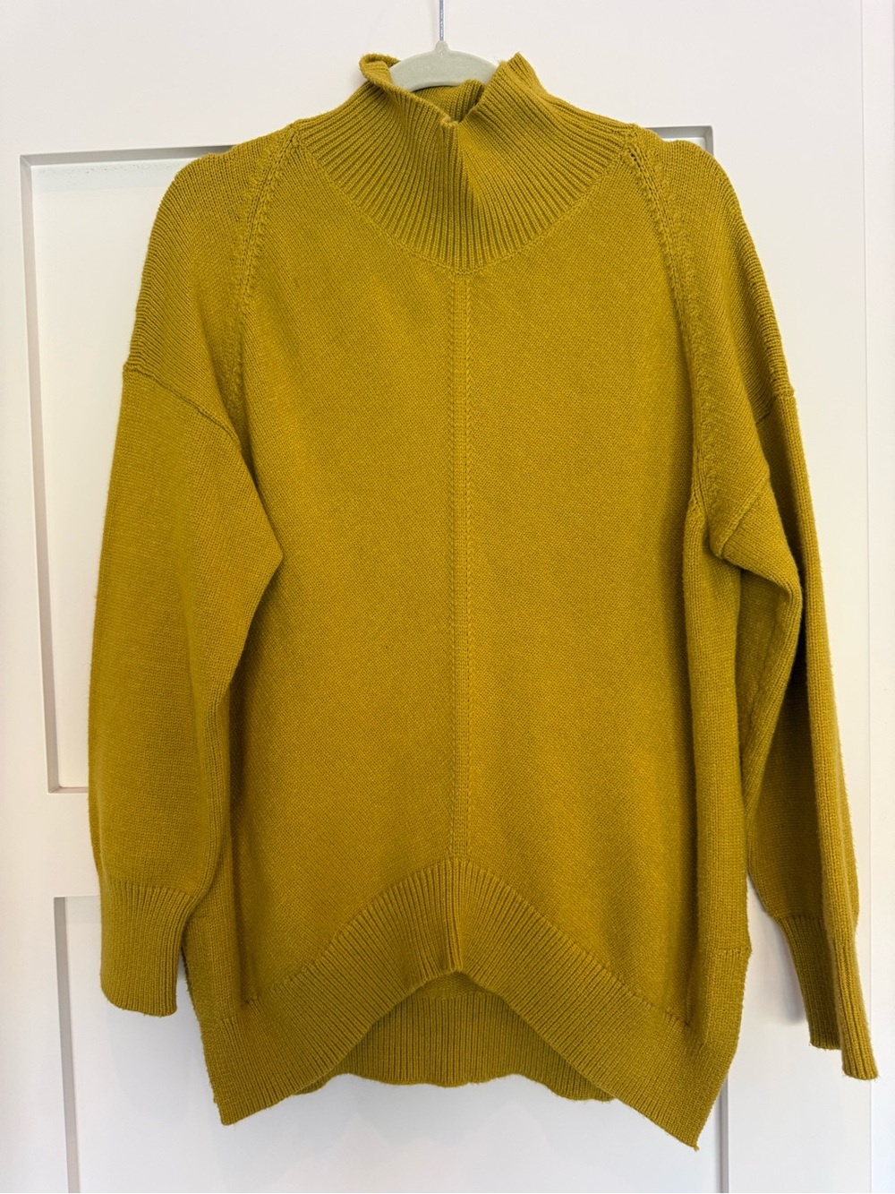Maeve Mustard Ribbed Mock Neck Sweater